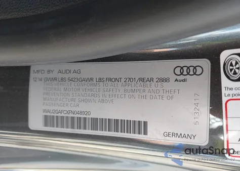 2015 Audi A7 3.0T Premium Plus from USA, damaged, VIN WAU2GAFCXFN048920